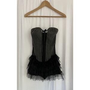 FashionNova Juniors Denim Micro Mini Dress Black Sz Small Under Short Retail $52